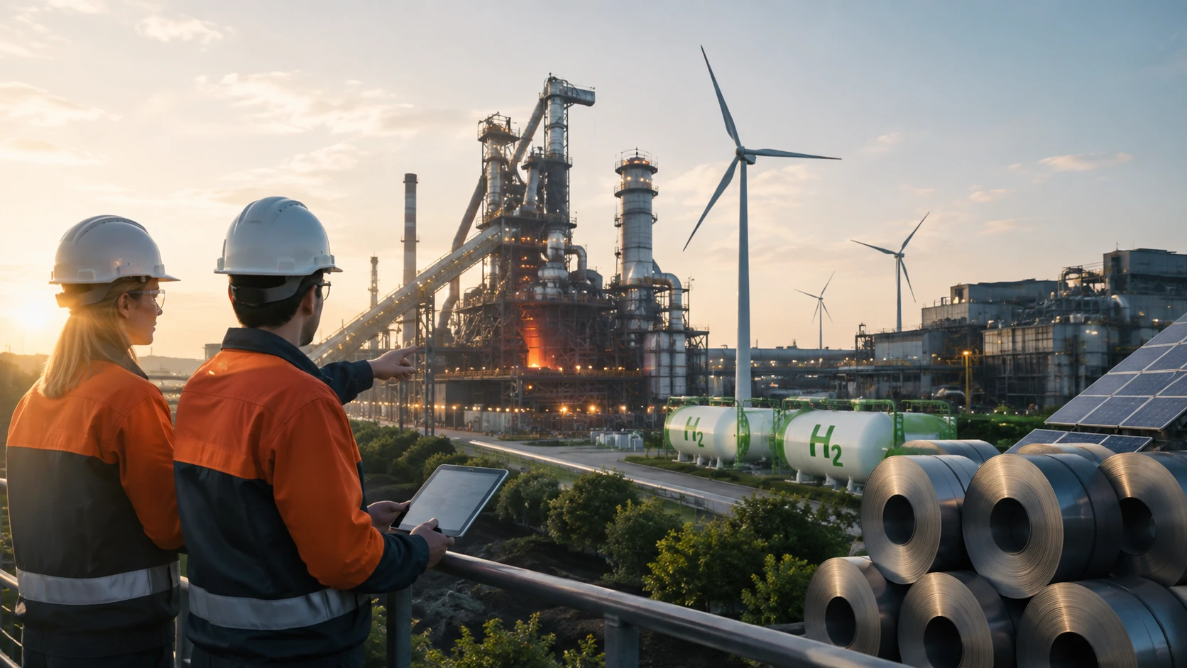 Molten steel production in an industrial plant